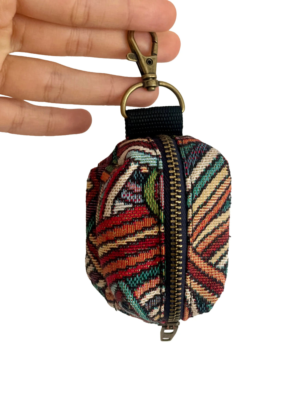 Boop Boop Berlin upcycled dog poop bag holder made from gobelin fabric, one-size dispenser pouch, front view