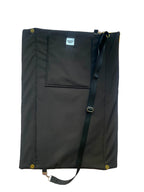 Boop Boop Berlin black water-repellent dog travel bag prototype, one-size portable pet travel bag, flat outer view