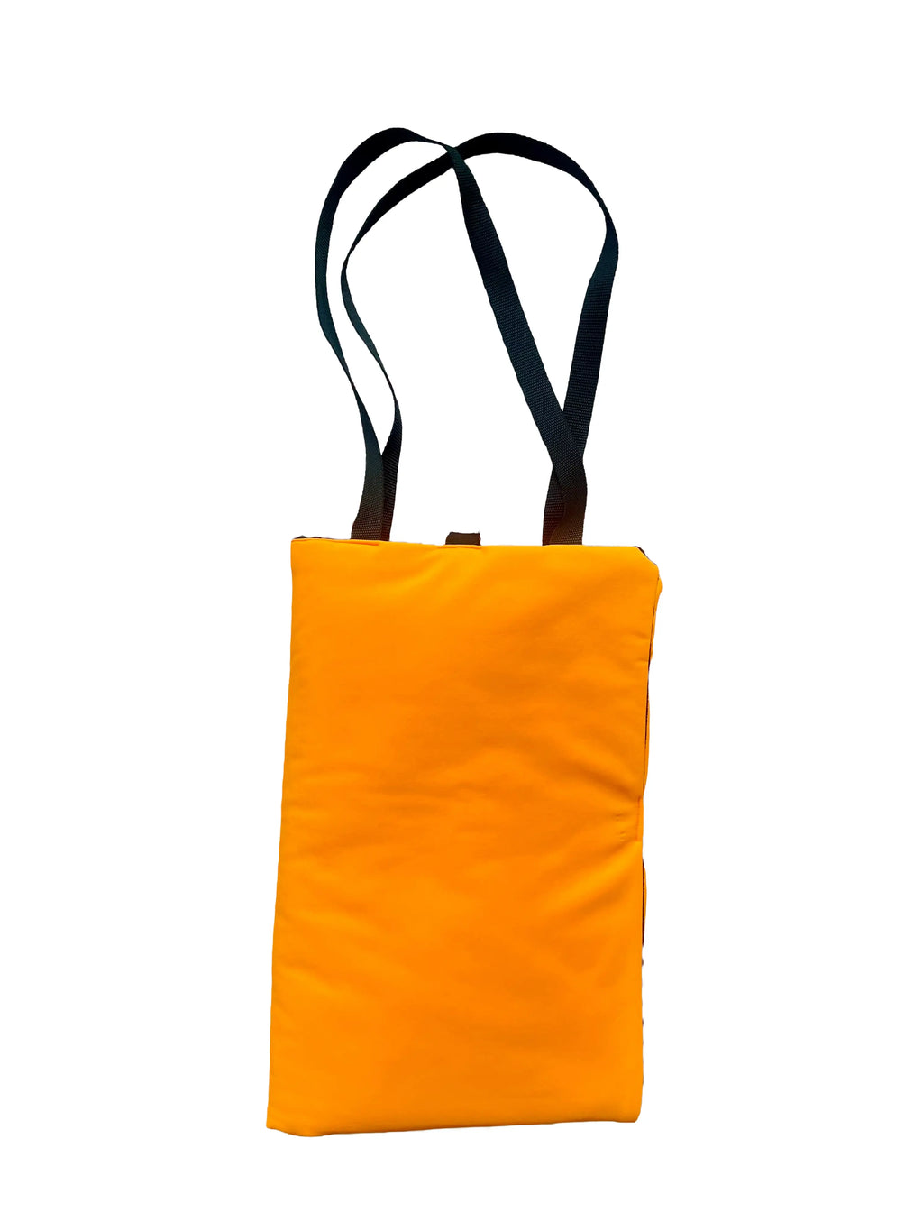 Boop Boop Berlin neon orange water-repellent dog travel bag prototype, one-size pet settle mat, folded front view