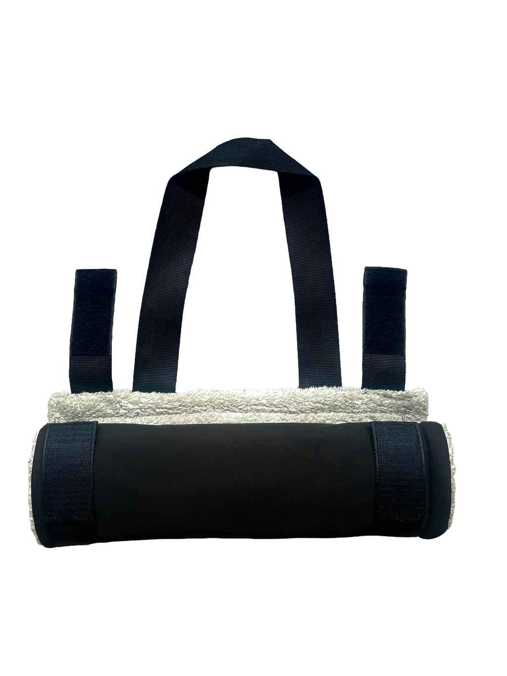 Boop Boop Berlin black water-repellent soft shell dog travel mat, one-size portable pet settle mat, roll-up view with velcro