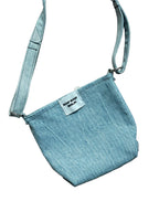 Boop Boop Berlin dog walk bag made from upcycled denim, sustainable pet walking accessory with strap, back view